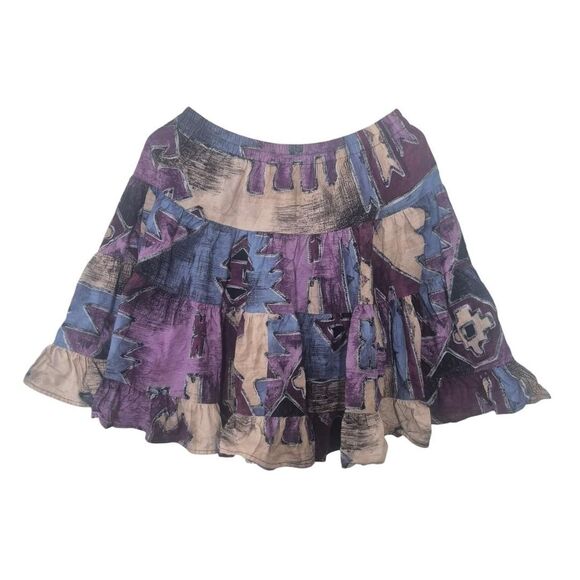 Circle T by Marilyn Lenox Boho Tiered Circle Skirt Vintage 90s Y2K Size Large - Picture 1 of 4